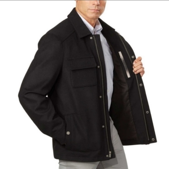 Pierre Cardin Mens Black Wool Coat 